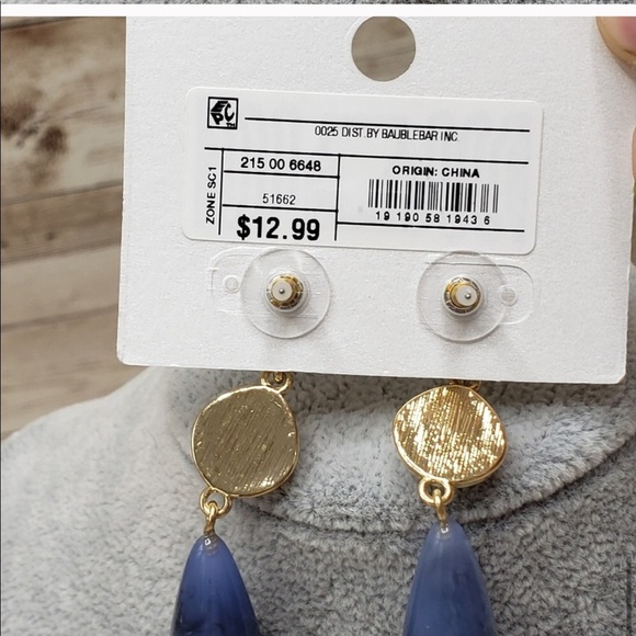 New Sugarfix By BaubleBar Druzy Stone Gold Dangle Earrings - Picture 7 of 7